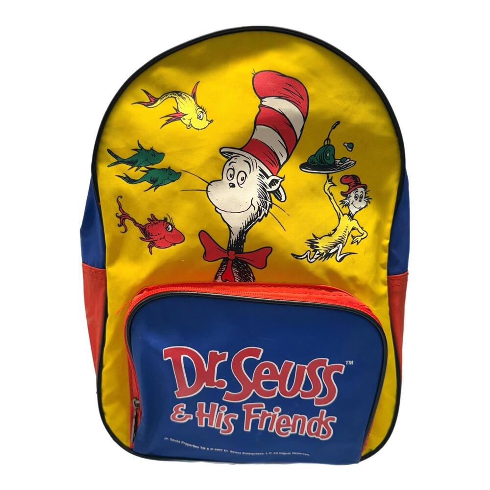 2007 Dr. Suess & His Friends Cat in the Hat Primary Color Bookbag Backpack